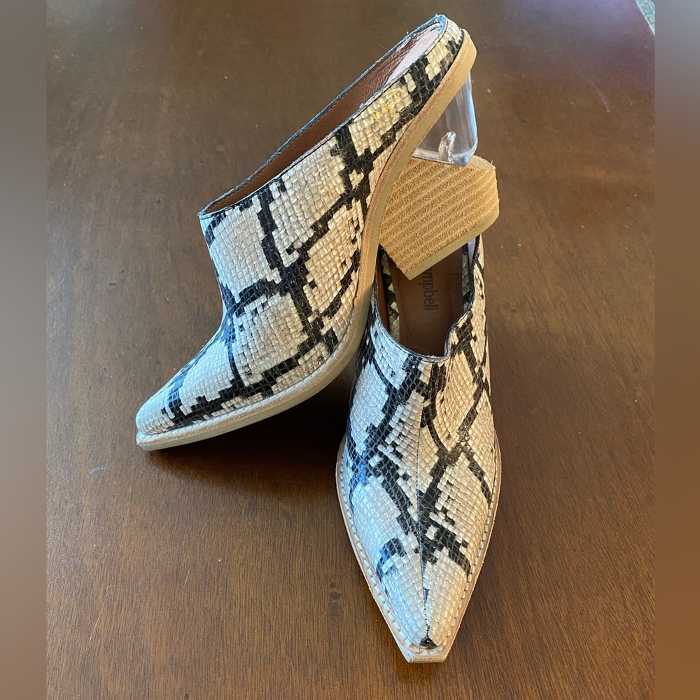 Jeffrey Campbell Pointed Toe Heel Snakeskin Mules
